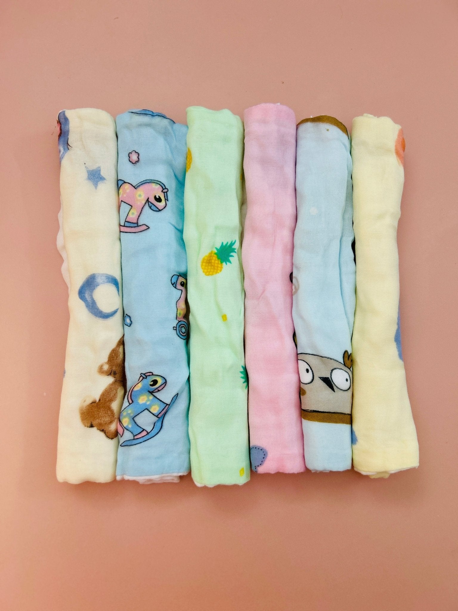 🌿 6 Layer Crinkled Muslin Face Wipes (25×25 cm) - Pack of 5 (Assorted) - momndada