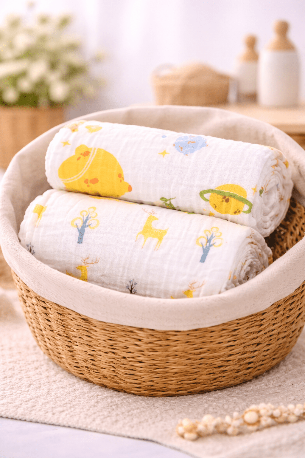 6 Layer Muslin Bathtowel White - Pack of 2 (Assorted) - momndada