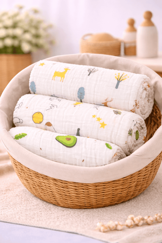 6 Layer Muslin Bathtowel White - Pack of 3 (Assorted) - momndada