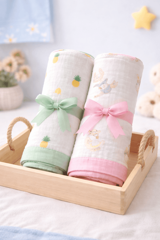 6 Layer Muslin Blanket - Pack of 2 Assorted - momndada