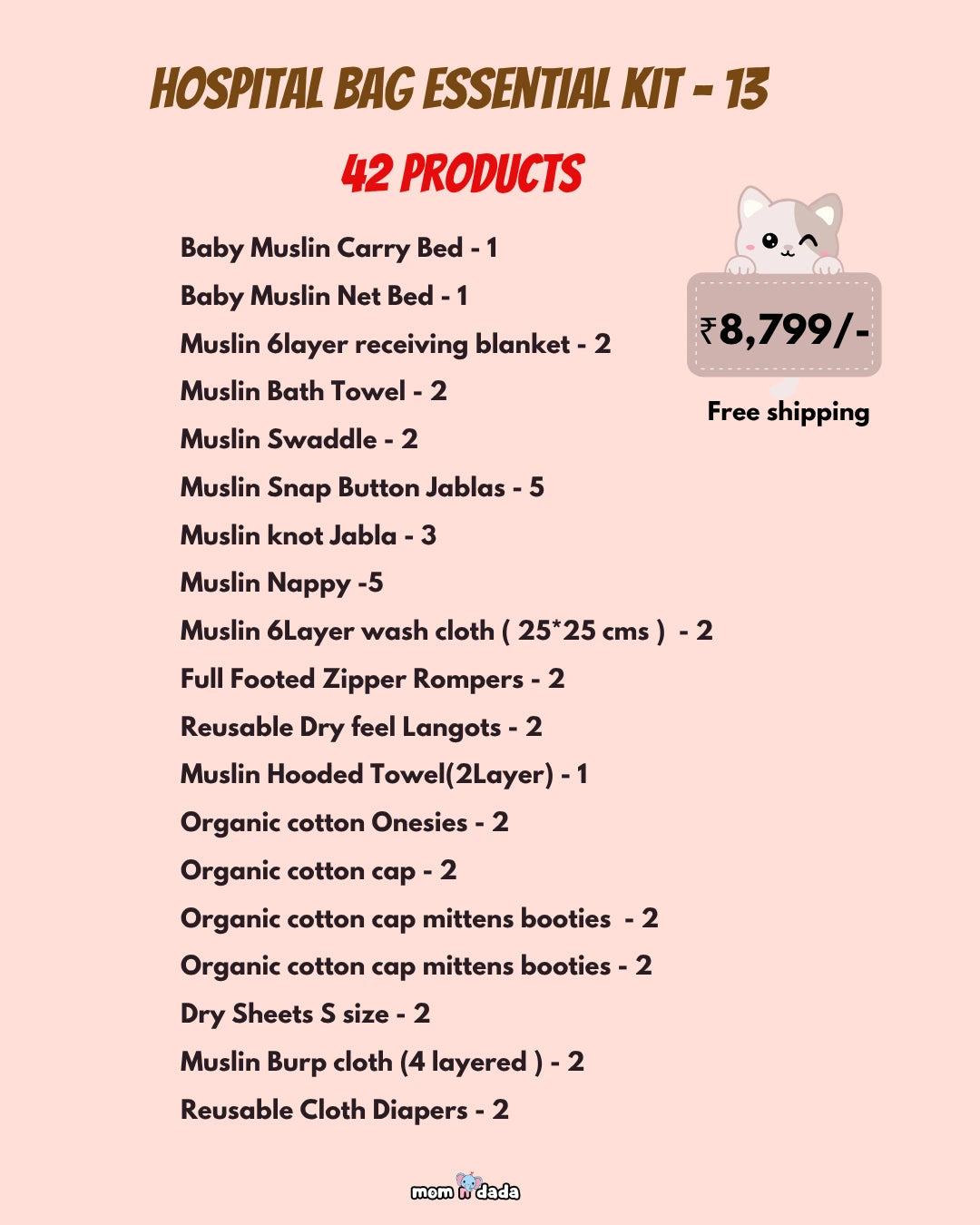 Newborn Hospital Bag Kit | 42 Essential Items | Organic Muslin