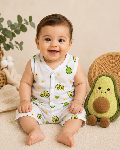 Muslin Sleeveless Co-ord Set - Avocado Print