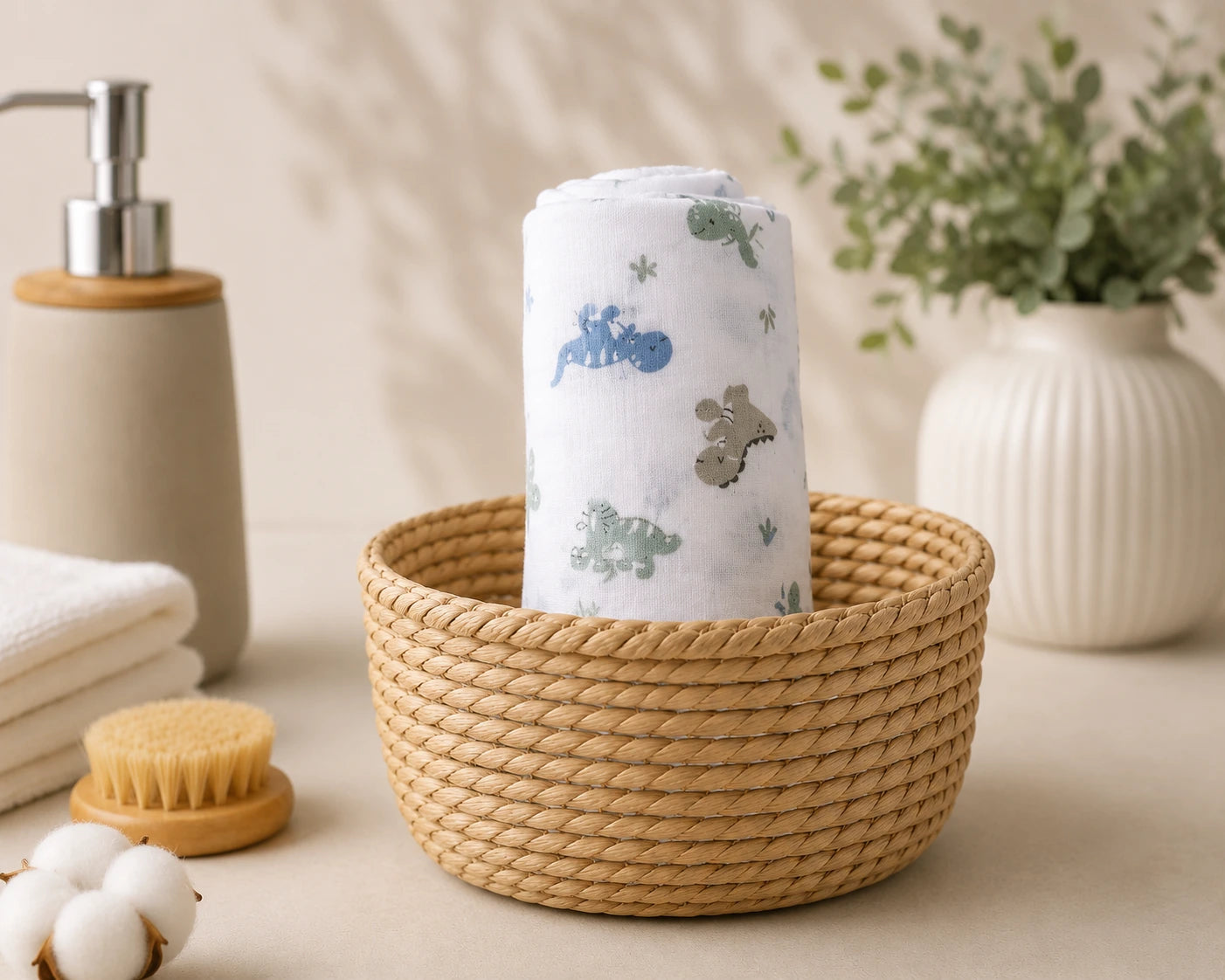 Muslin Bathtowel- Baby Dino