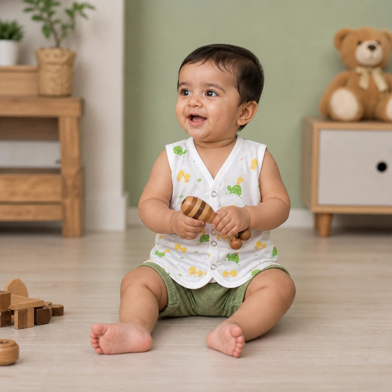 Muslin Button Jabla- Duck print