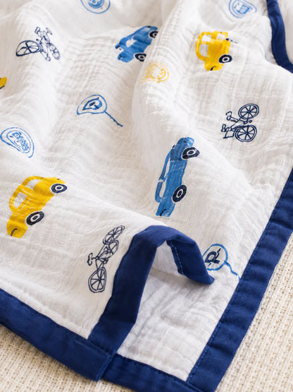 4 Layer Muslin Blanket - Car Print