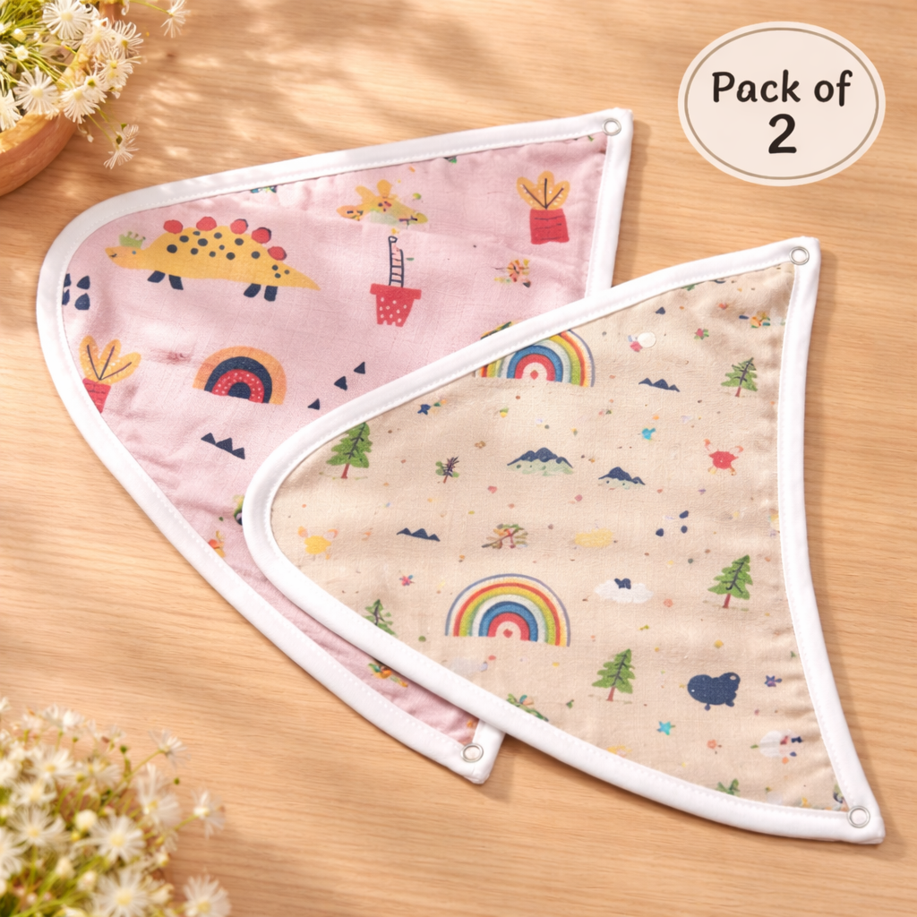 Premium Muslin Bibs - V shape - Pack of 2