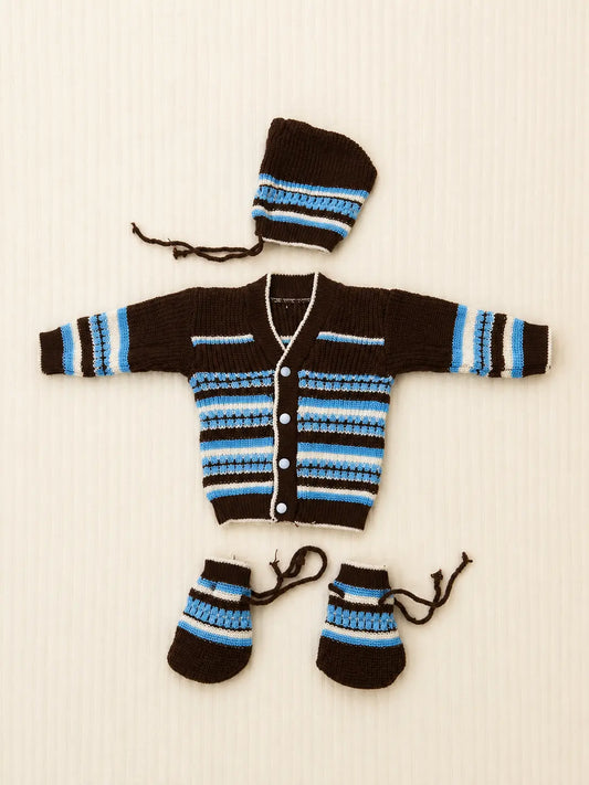 Woolen Baby Sweater Set | Winter Wear for Babies | Brown Colour