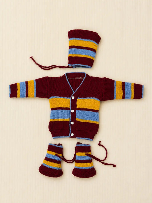 Woolen Baby Sweater Set | Winter Wear for Babies | Deep Maroon