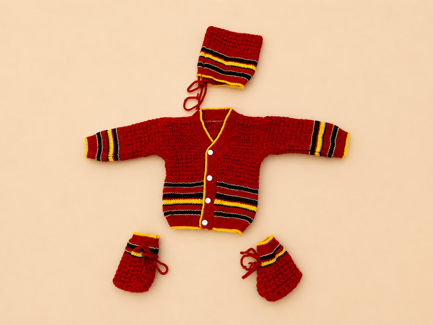 Woolen Baby Sweater Set | Winter Wear for Babies | Dark Red