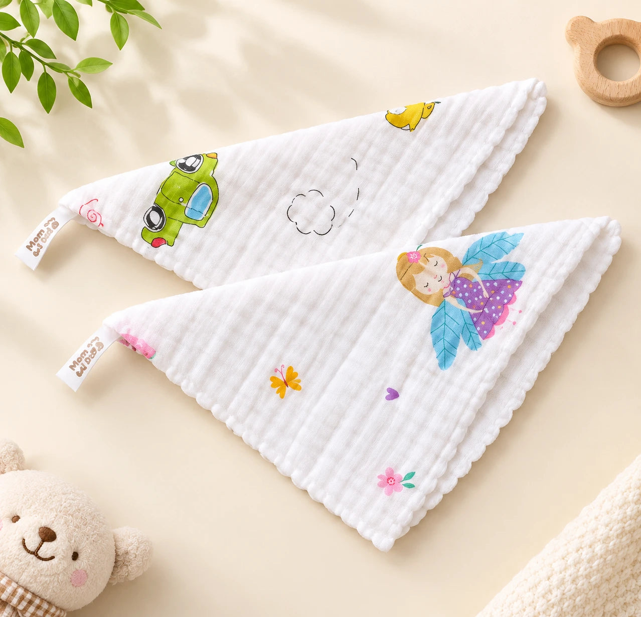 Muslin Crinkled Wipes (25×25 cm) - Pack of 2 (Assorted)