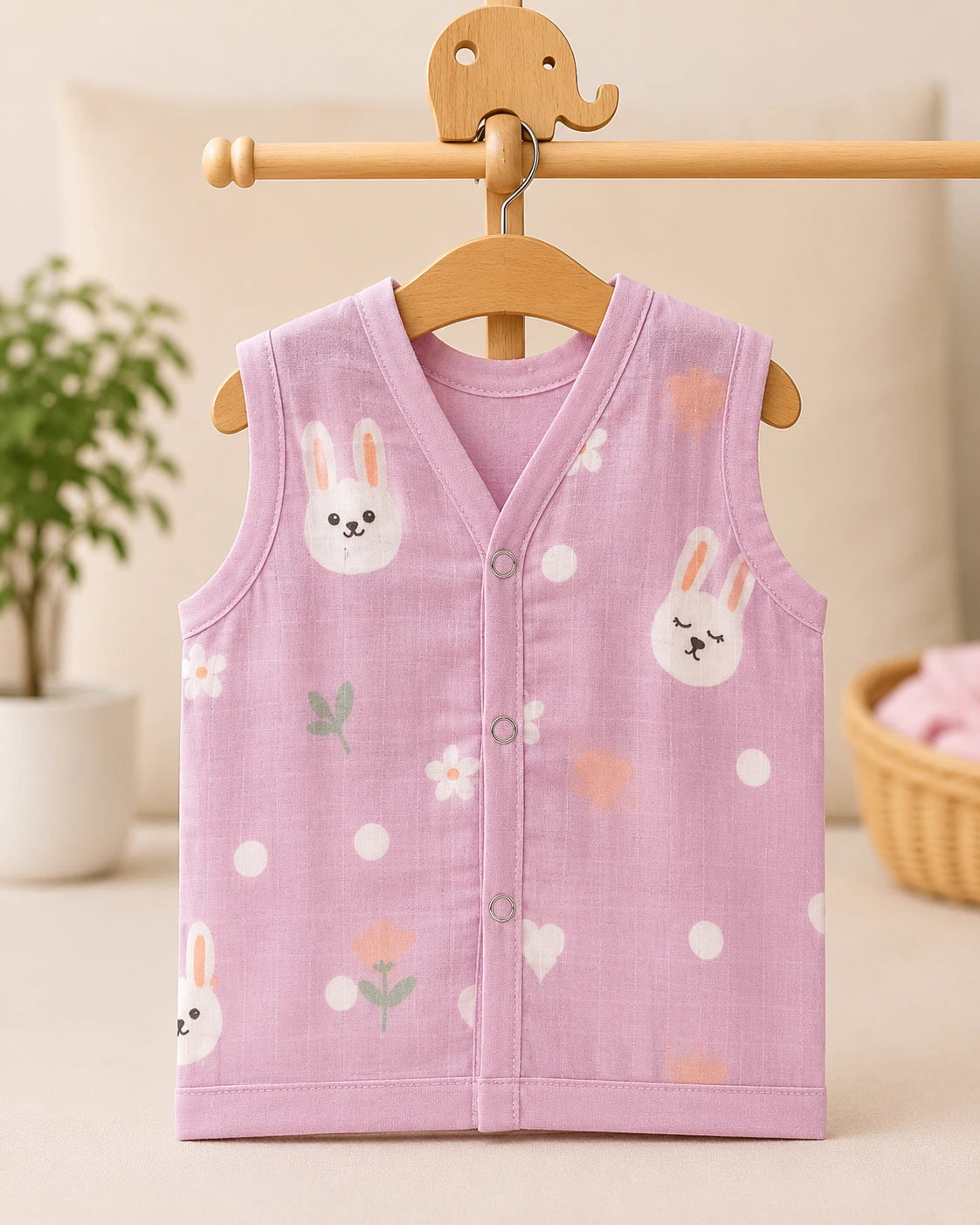 Muslin Button Jabla  - Bunny Print