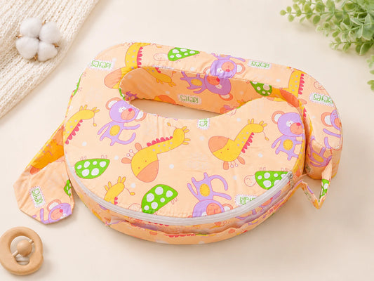 G-Type Feeding Pillow for Moms | Back Support | Peach Safari