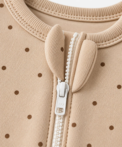 Soft Knitted organic cotton Jumpsuit - Mocha Dots