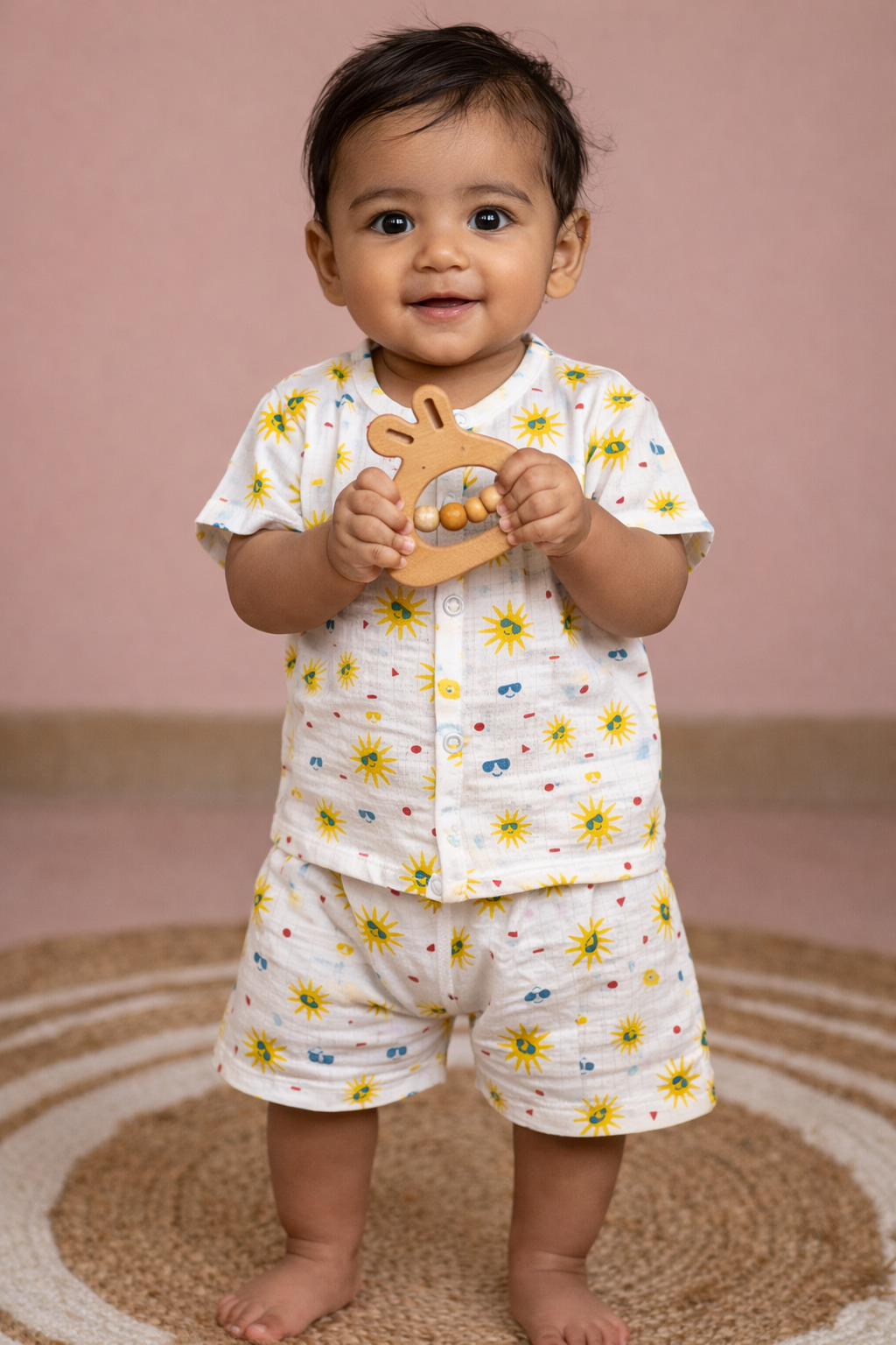 Muslin Half Hand Co-ord Set - Sun Print