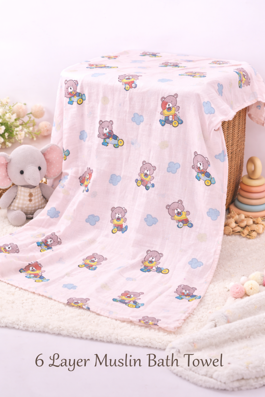 6 Layer Muslin Bathtowel Colour - Pack of 3 (Assorted)