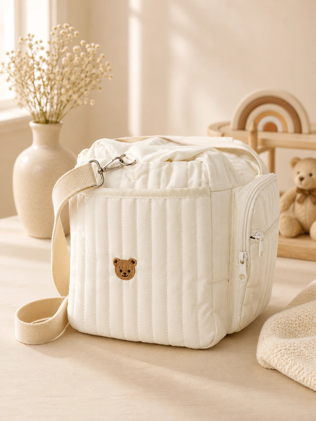 Muslin Mom Diaper Bag | Premium Baby Hospital & Travel Bag - Teddy