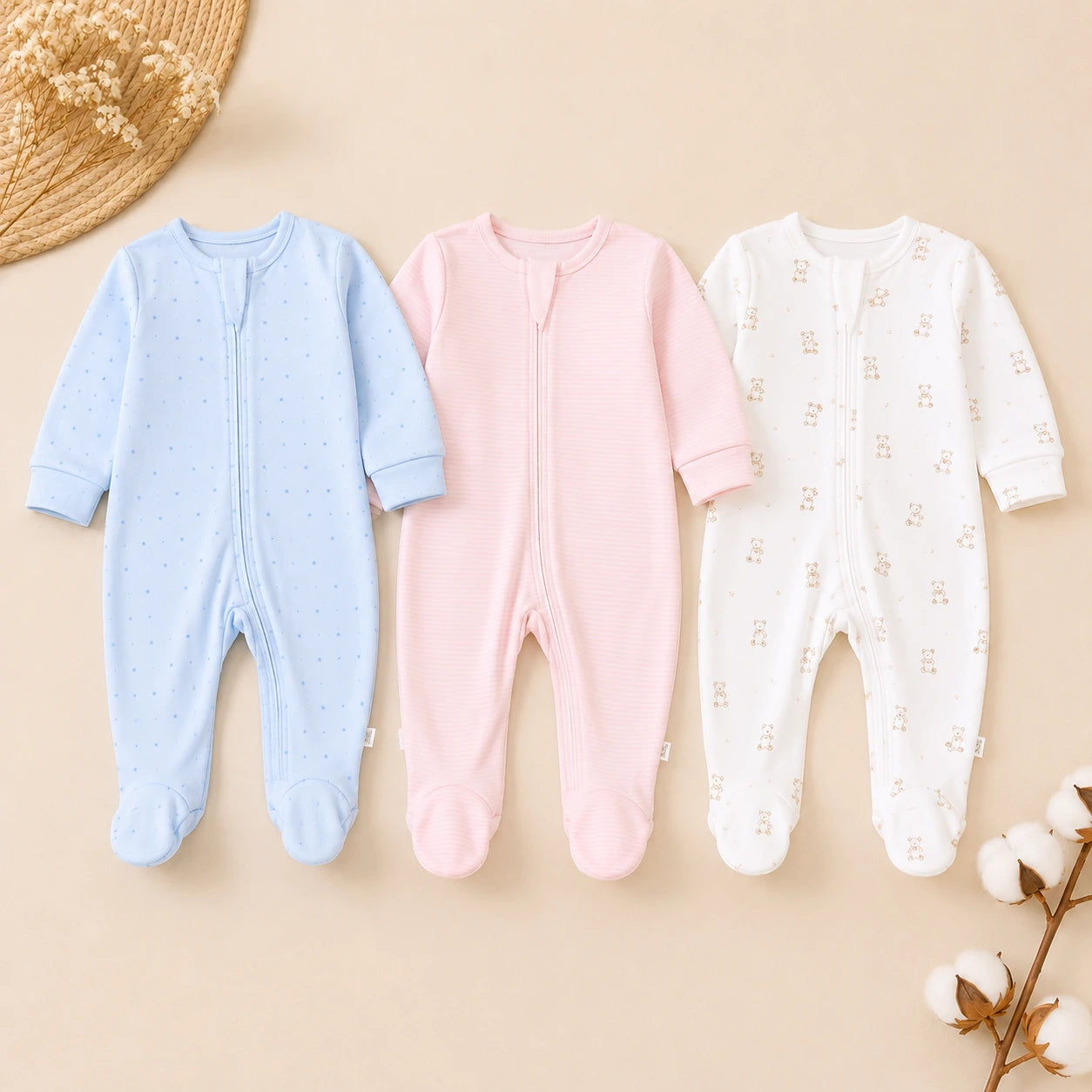 Soft Knitted organic cotton Jumpsuit - Combo 3 (Assorted)