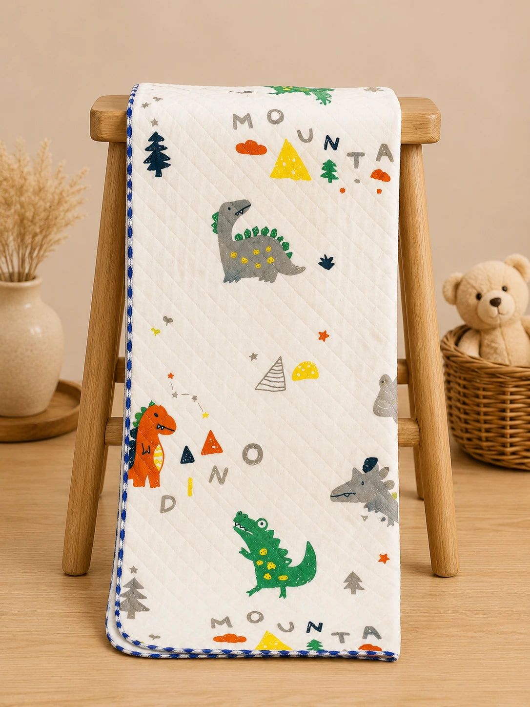 Baby Muslin 2 Layered Blanket – Soft & Breathable (85 x 85 cm) - Dino