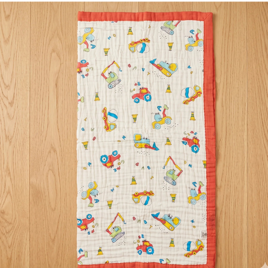 6 Layer Crinkled Muslin Blanket - Bull Dozer