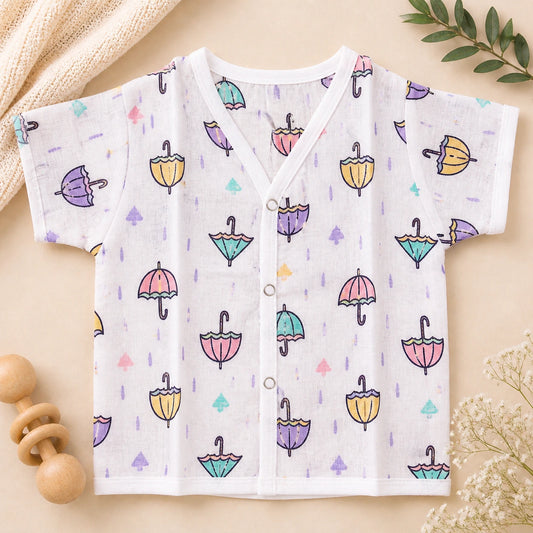 Muslin Half Hand Jabla - Umbrella  Print