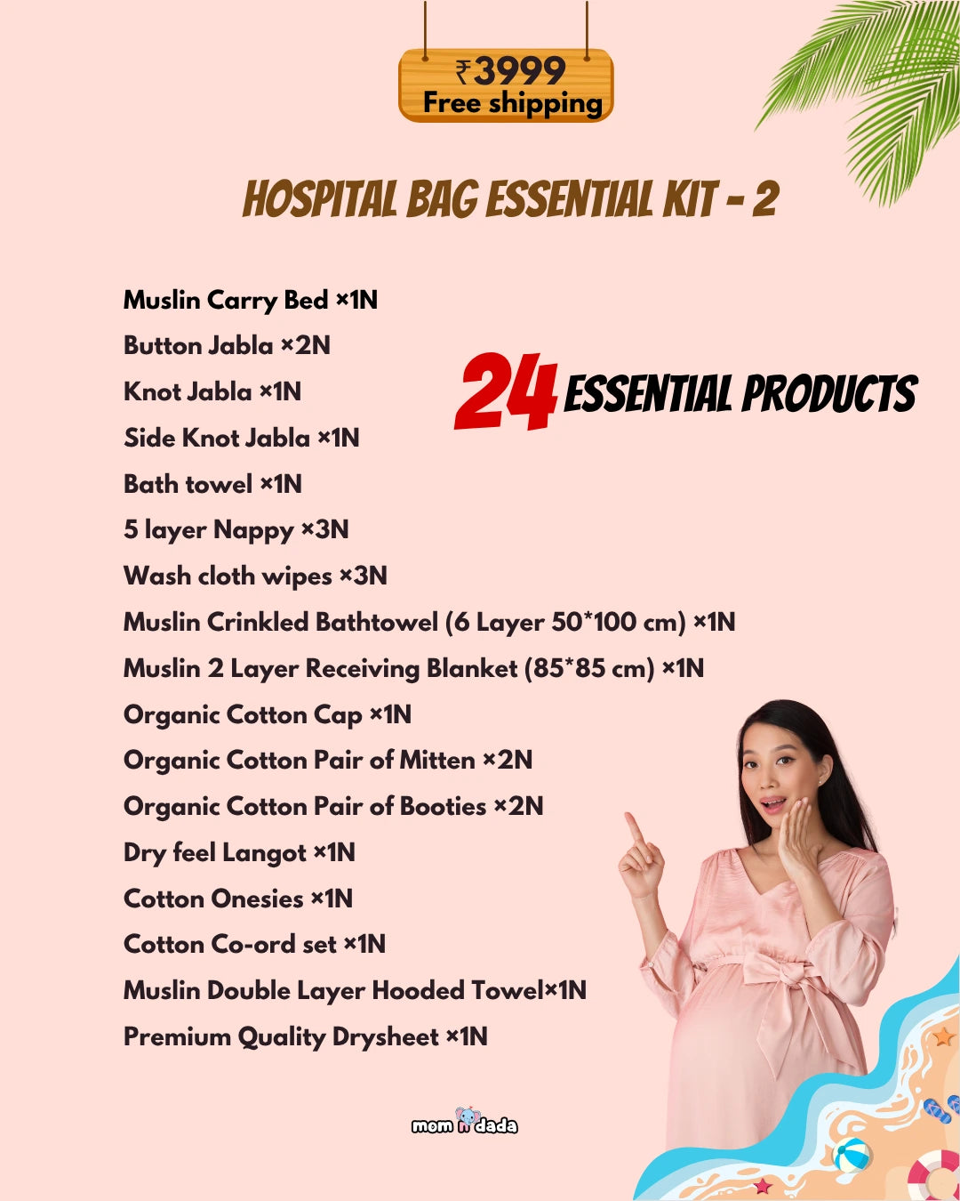 Hospital Kit for Newborn Baby | 24 items| Organic Muslin