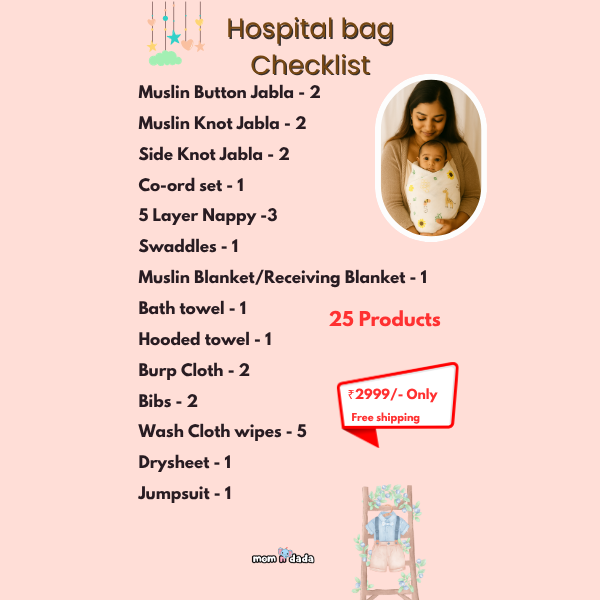 Newborn Hospital Bag Kit | 25 Essential Items | Organic Muslin