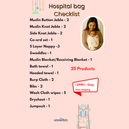 Newborn Hospital Bag Kit | 25 Essential Items | Organic Muslin