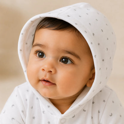 Soft Knitted organic cotton Jumpsuit - Hooded White
