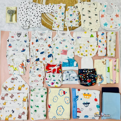Newborn Hospital Bag Kit | 40 Essential Items | Organic Muslin