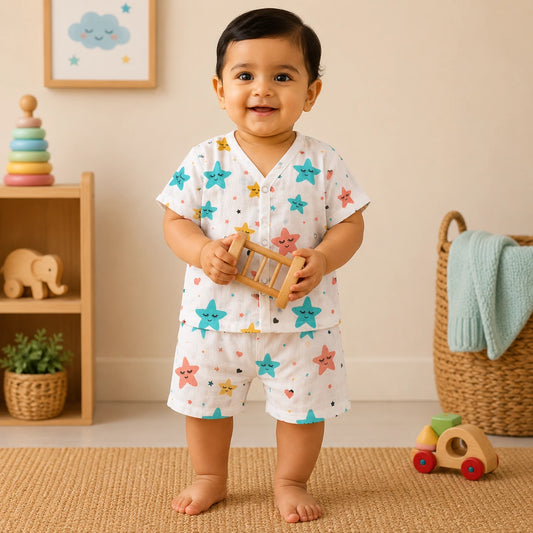 Muslin Half Hand Co-ord Set - Star Print