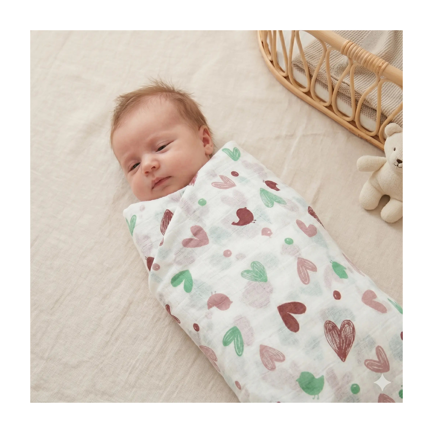 Muslin Swaddle - Heart Print