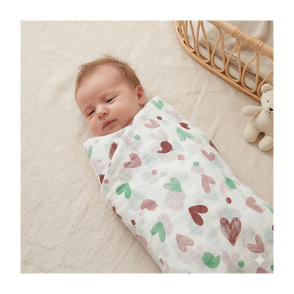 Muslin Swaddle - Heart Print