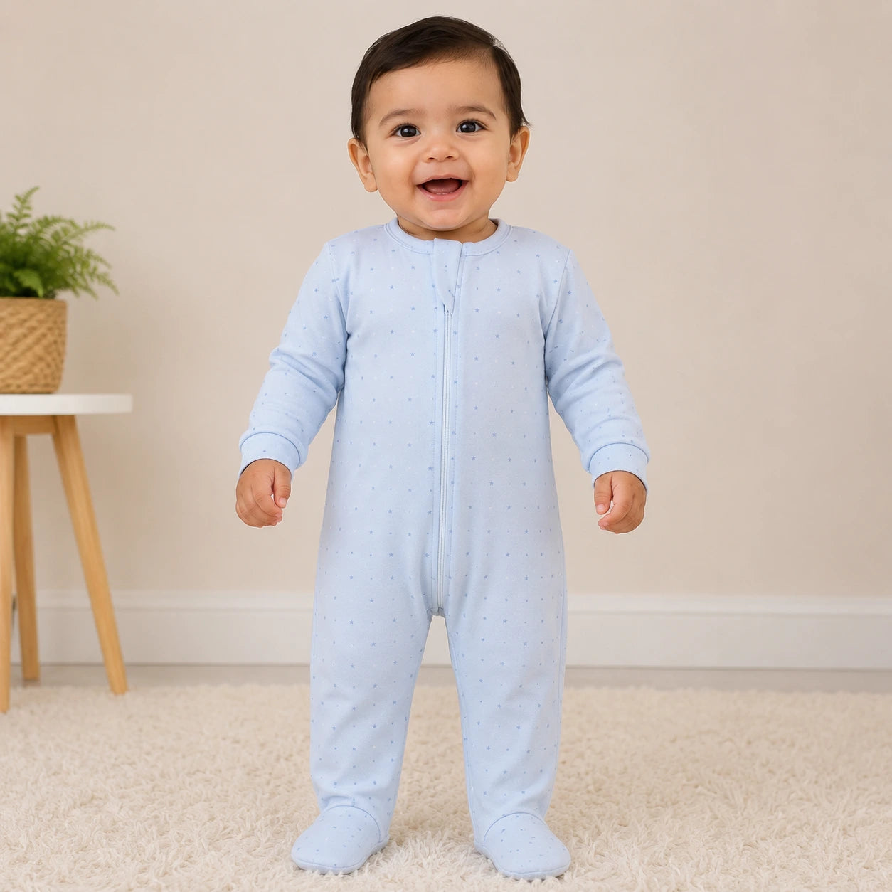 Soft Knitted organic cotton Jumpsuit - Blue Star