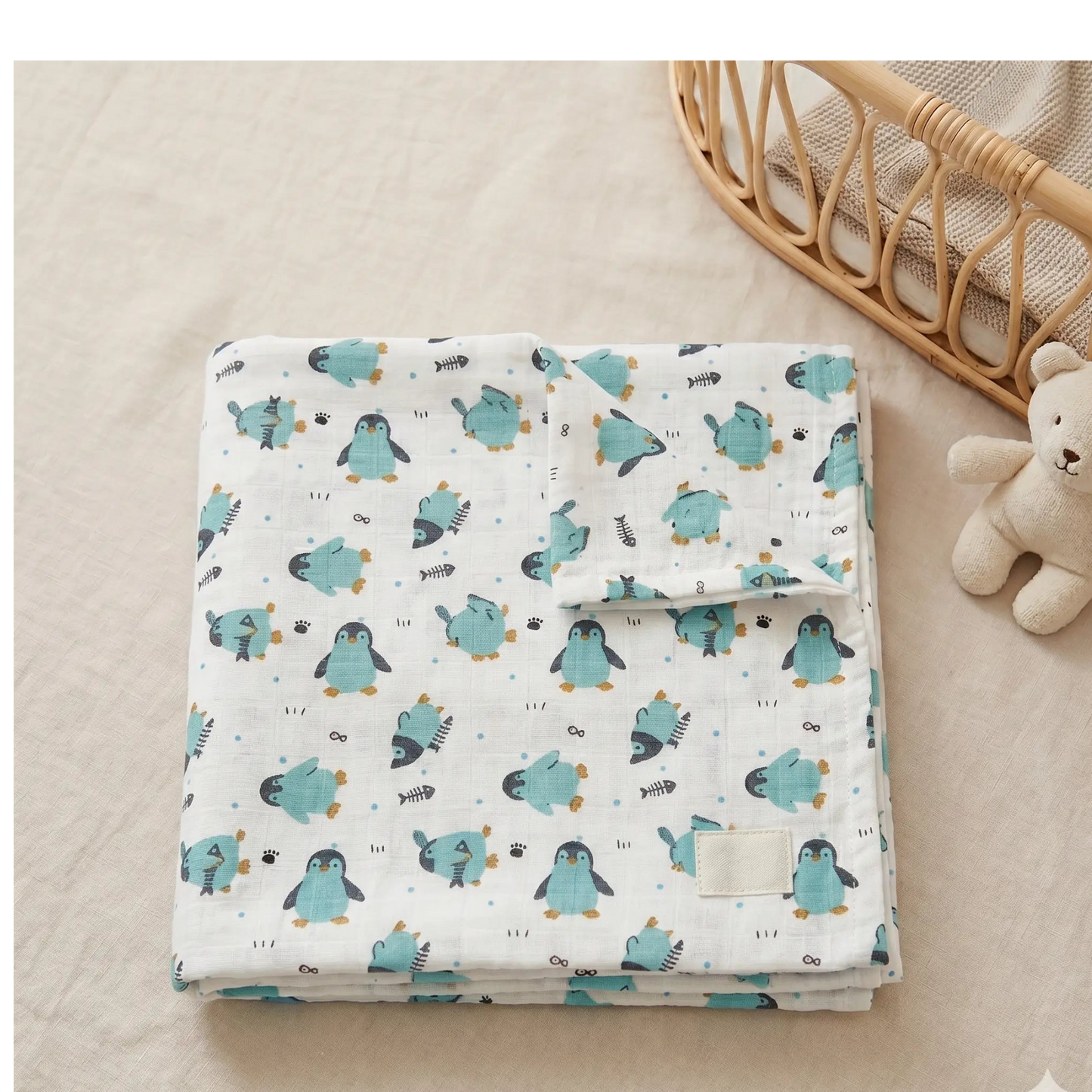 Muslin Swaddle - Penguin Print