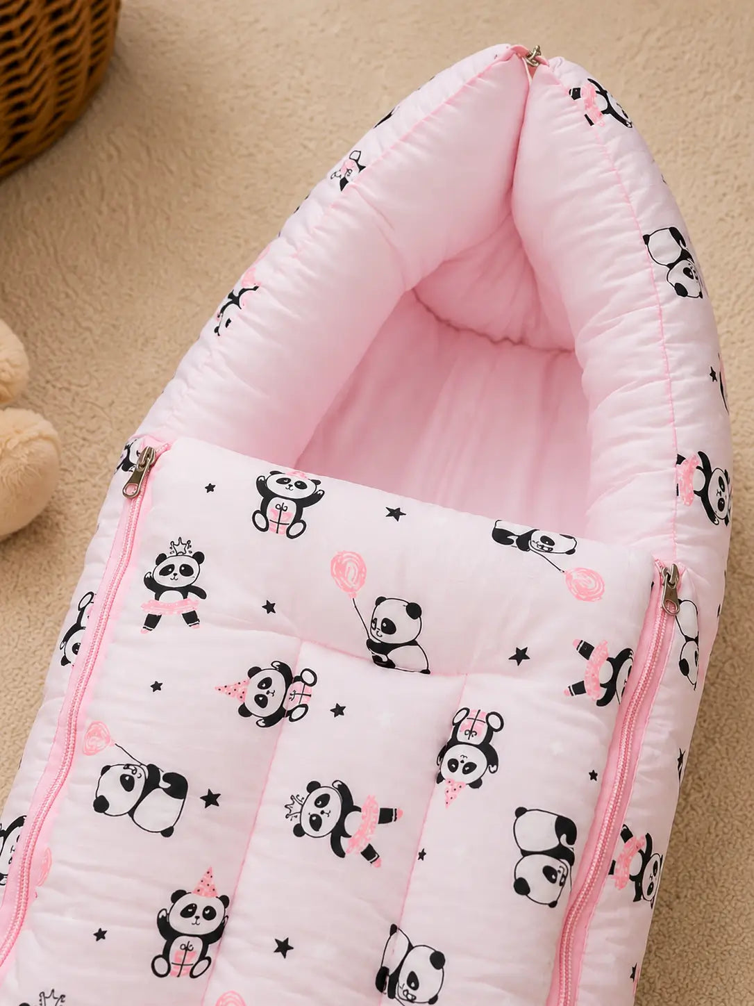 Baby Sleeping Bag & Carry Nest | Pink Panda