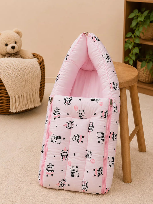 Baby Sleeping Bag & Carry Nest | Pink Panda