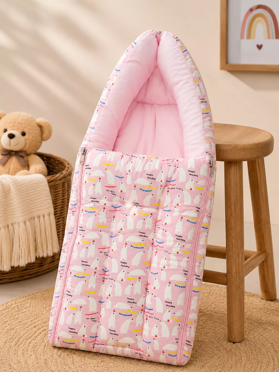 Baby Sleeping Bag & Carry Nest | Polar Bear Print