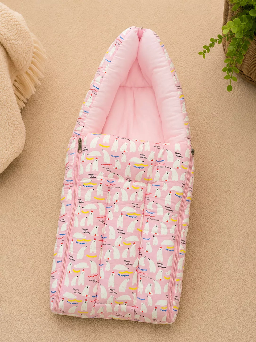 Baby Sleeping Bag & Carry Nest | Polar Bear Print