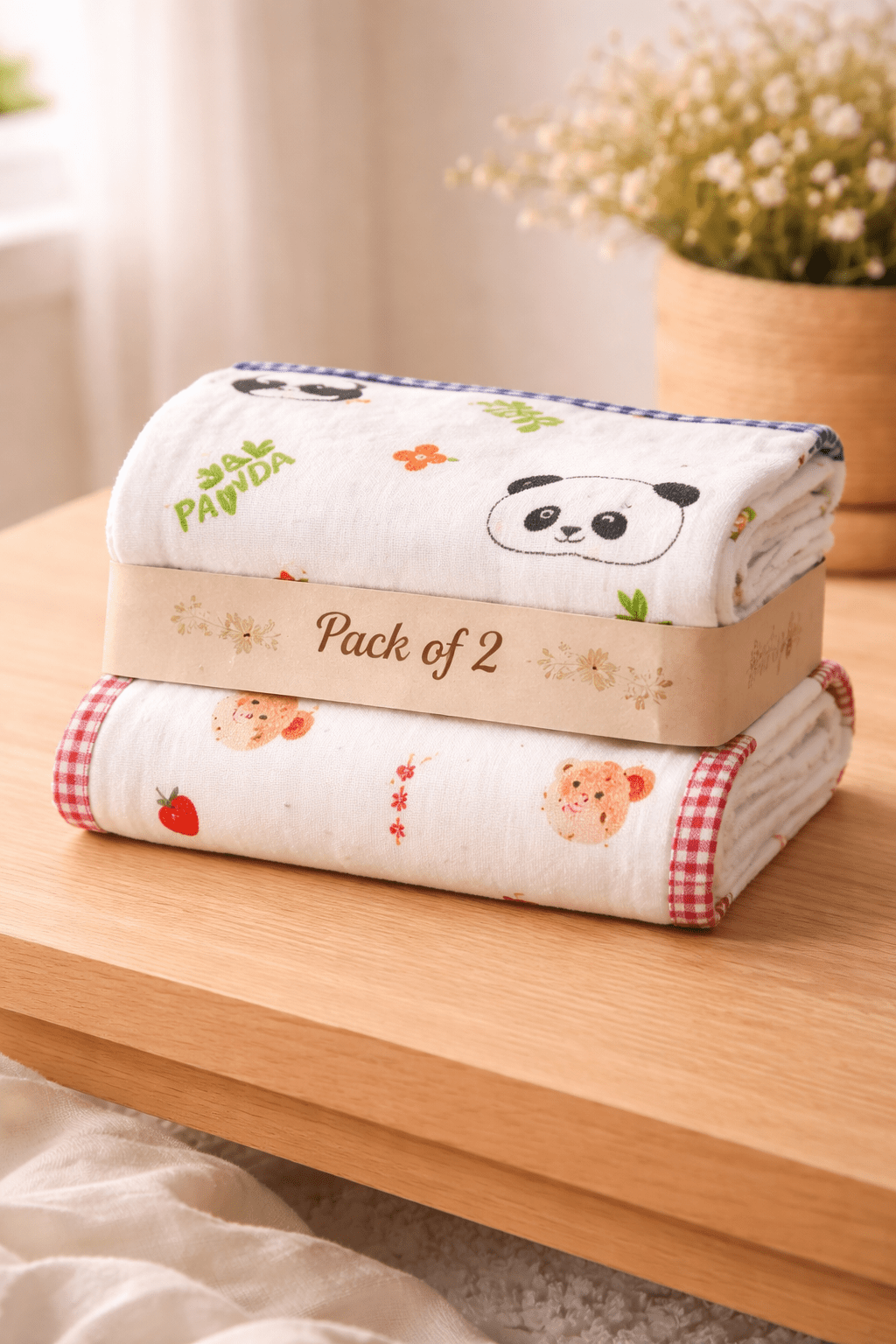 Baby Muslin 2 Layered Blanket - Pack of 2 ( Assorted) - momndada