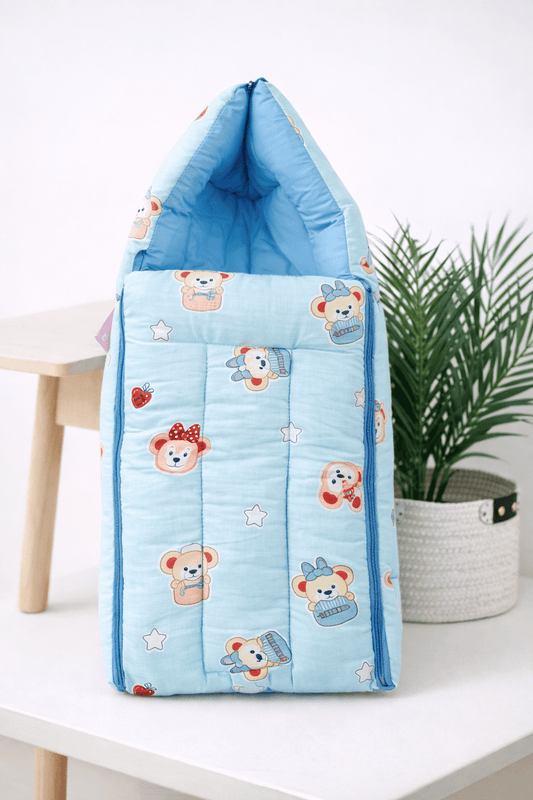 Baby Sleeping Bag & Carry Nest | 0–6 Months | Blue - momndada