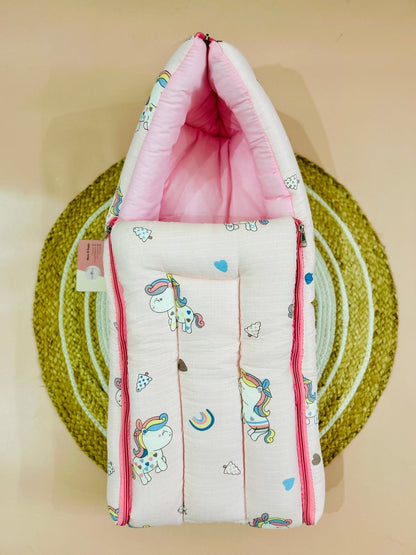 Baby Sleeping Bag & Carry Nest | 0–6 Months | Unicorn - momndada