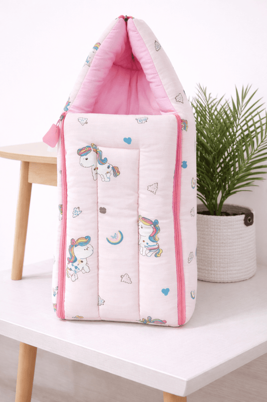 Baby Sleeping Bag & Carry Nest | 0–6 Months | Unicorn - momndada