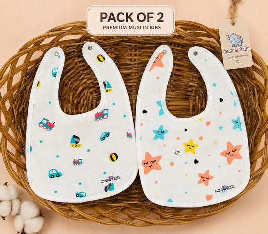 Muslin Bibs - Assorted (Pack of 2)