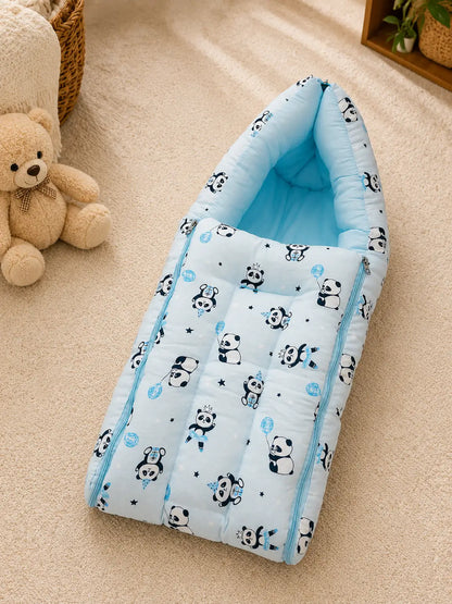 Baby Sleeping Bag & Carry Nest  | Blue Panda
