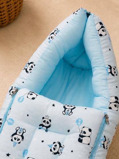 Baby Sleeping Bag & Carry Nest  | Blue Panda