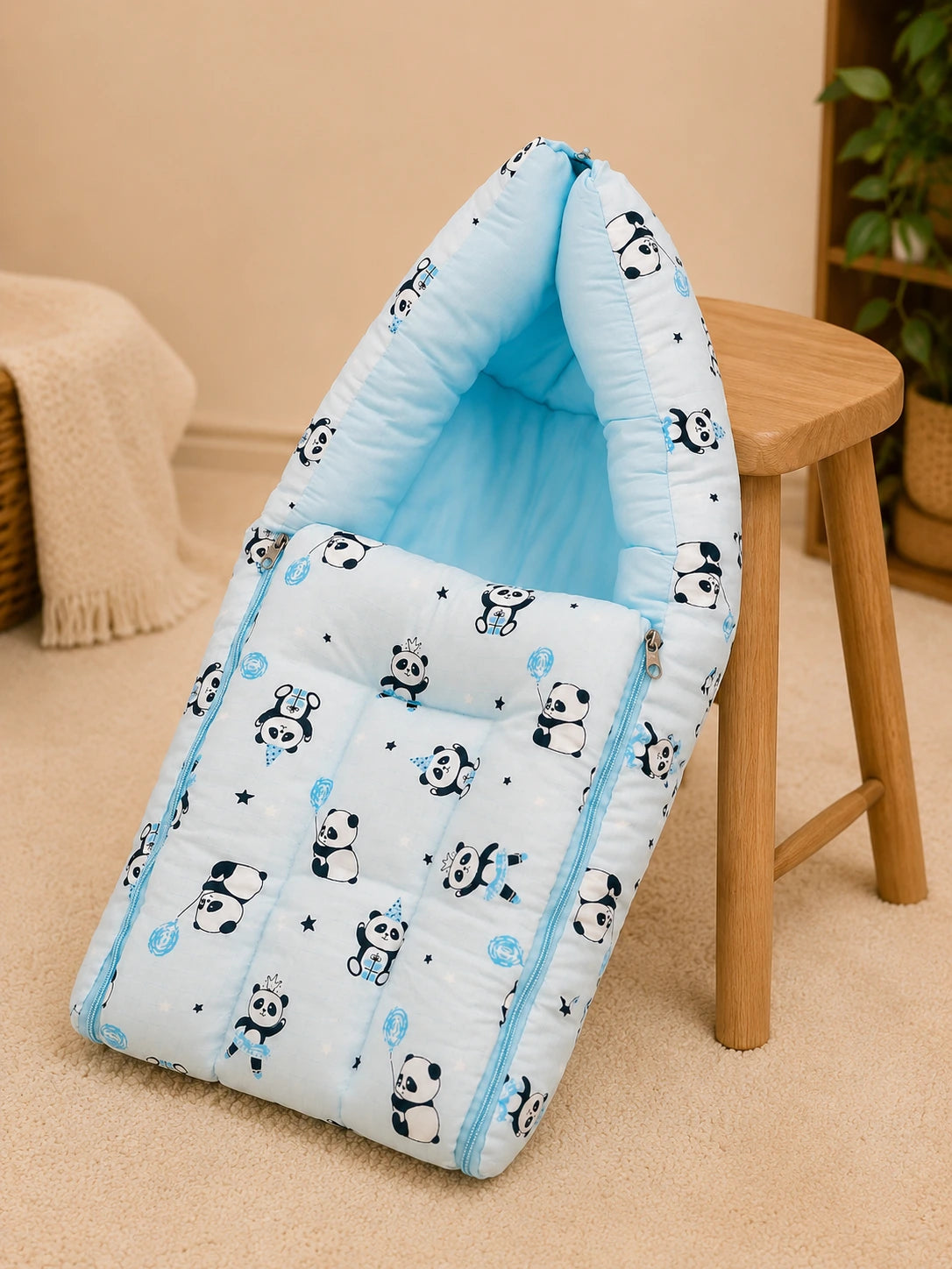 Baby Sleeping Bag & Carry Nest  | Blue Panda