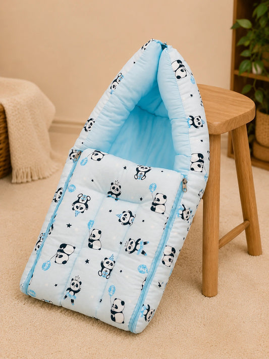 Baby Sleeping Bag & Carry Nest  | Blue Panda