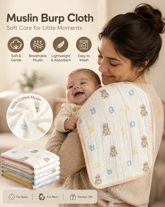Premium Baby Muslin Burp Cloth - Pack of 2 (Assorted)