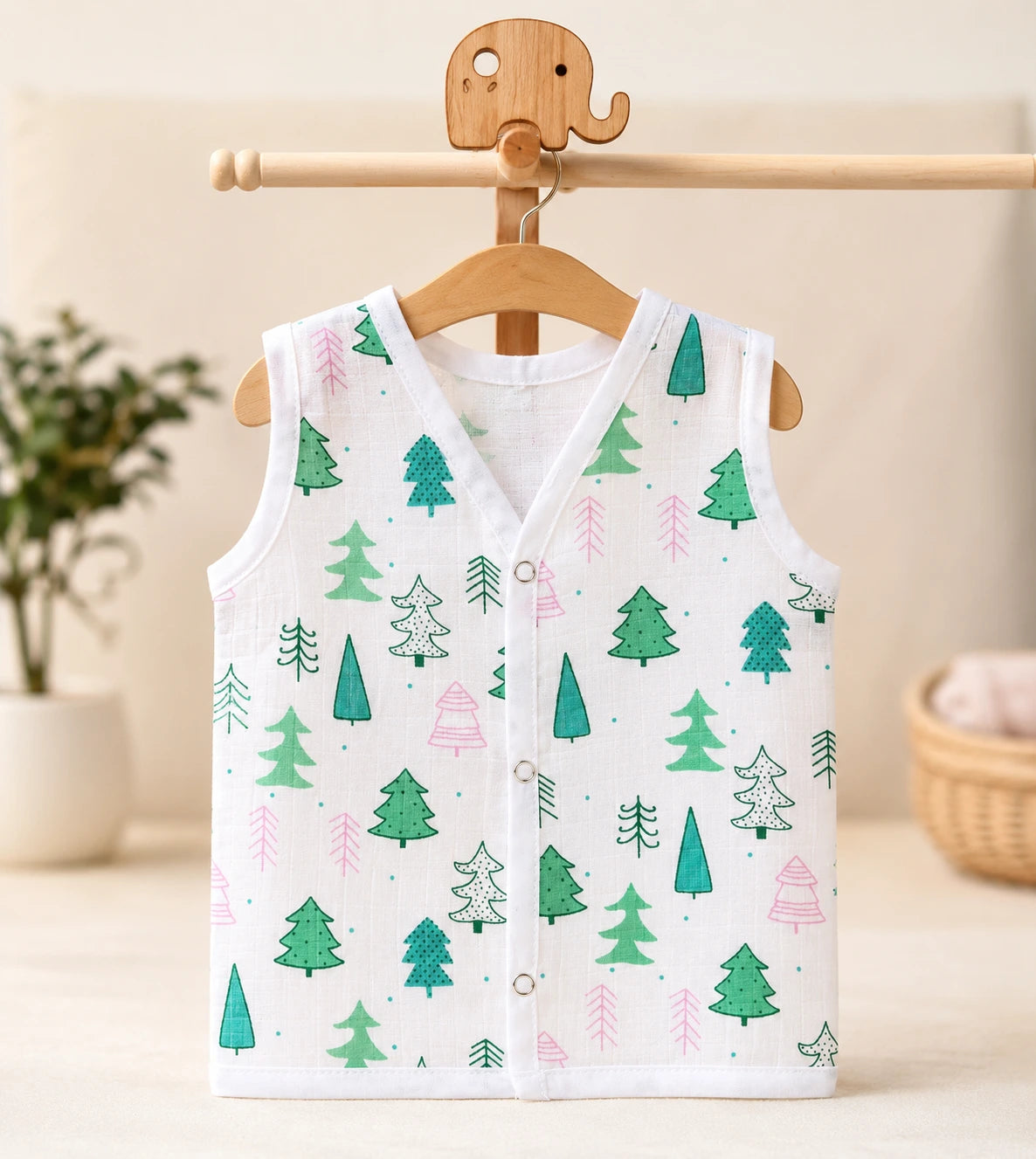 Muslin Button Jabla  - Tree Print