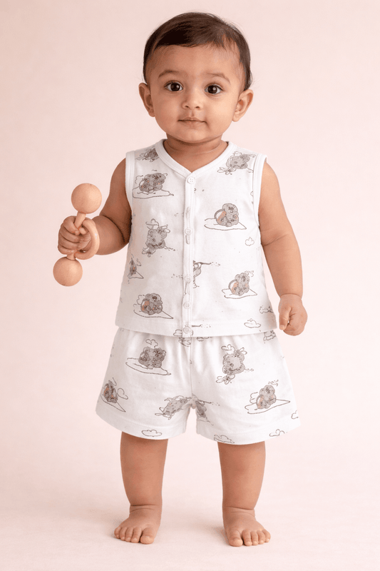Cotton Baby Co - Ord Set - Elephant Print - momndada